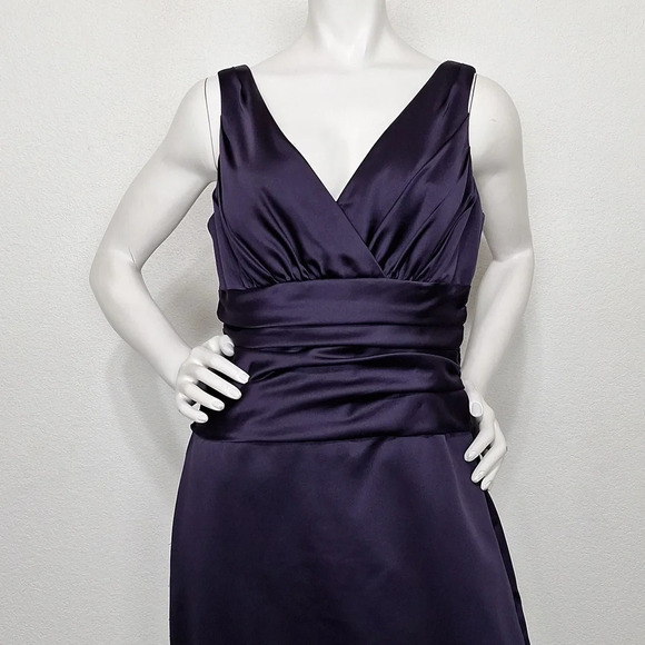 David's Bridal Purple Bridal Formal Satin Sleeveless Gown Maxi Dress Size 10 - Picture 2 of 11